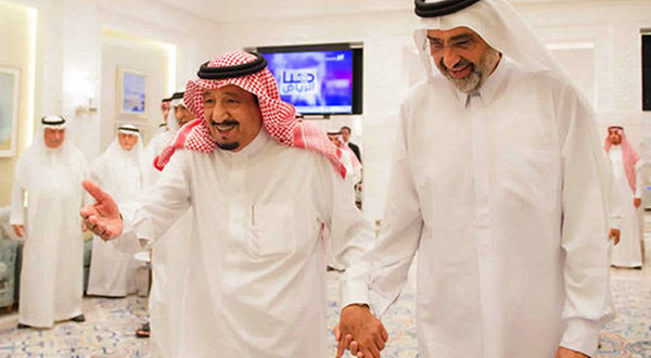 Qatari Sheikh Abdullah bin Ali Al Thani and Saudi King Salman